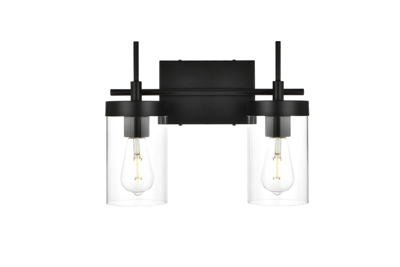 Elegant Lighting - LD7319W14BLK - Two Light Bath Sconce - Benny - Black and Clear