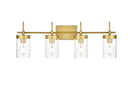 Elegant Lighting - LD7319W32BRA - Four Light Bath Sconce - Benny - Brass