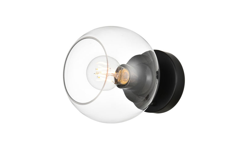 Elegant Lighting - LD7320W7BLK - One Light Bath Sconce - Rogelio - Black and Clear