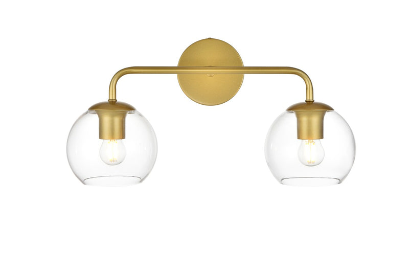 Elegant Lighting - LD7321W19BRA - Two Light Bath Sconce - Genesis - Brass and Clear