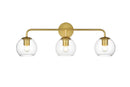 Elegant Lighting - LD7321W28BRA - Three Light Bath Sconce - Genesis - Brass