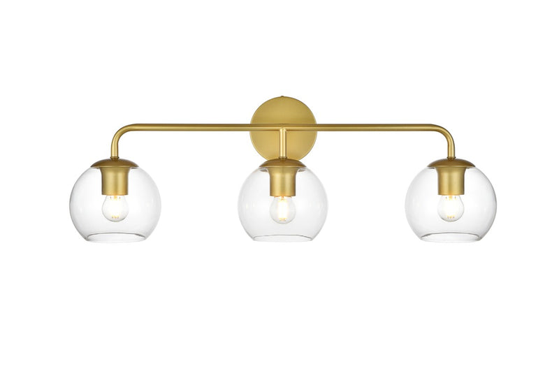 Elegant Lighting - LD7321W28BRA - Three Light Bath Sconce - Genesis - Brass and Clear