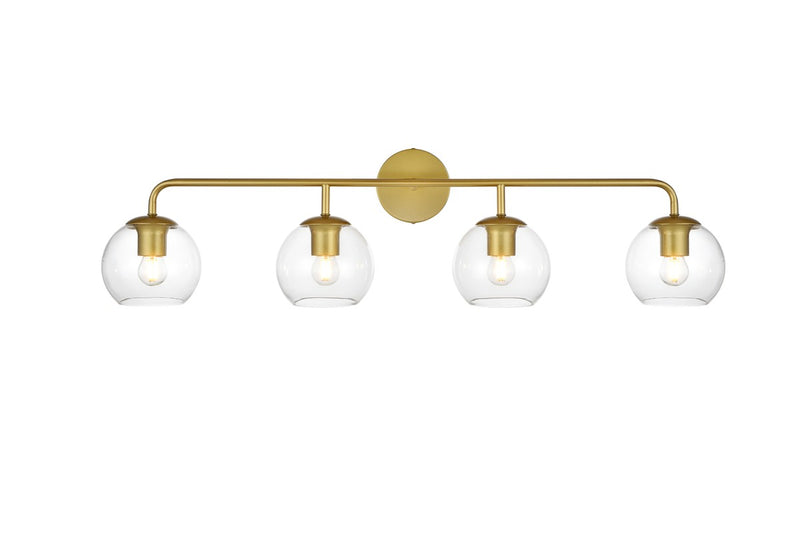 Elegant Lighting - LD7321W37BRA - Four Light Bath Sconce - Genesis - Brass and Clear