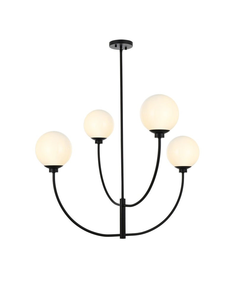 Elegant Lighting - LD814D36BK - Four Light Chandelier - Nyomi - Black