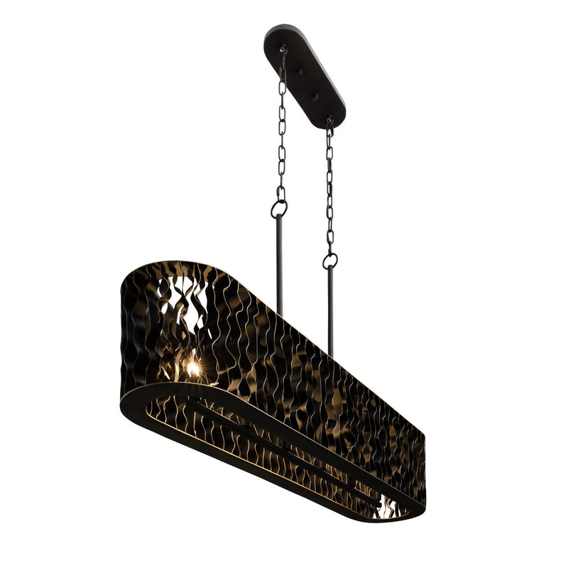 Six Light Linear Pendant<br /><span style="color:#4AB0CE;">Entrega: 4-10 dias en USA</span><br /><span style="color:#4AB0CE;font-size:60%;">PREGUNTE POR ENTREGA EN PANAMA</span><br />Collection: Estela<br />Finish: Matte Black/French Gold