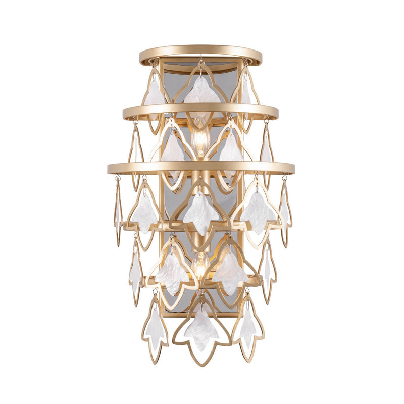 Two Light Wall Sconce<br /><span style="color:#4AB0CE;">Entrega: 4-10 dias en USA</span><br /><span style="color:#4AB0CE;font-size:60%;">PREGUNTE POR ENTREGA EN PANAMA</span><br />Collection: Fleur<br />Finish: French Gold