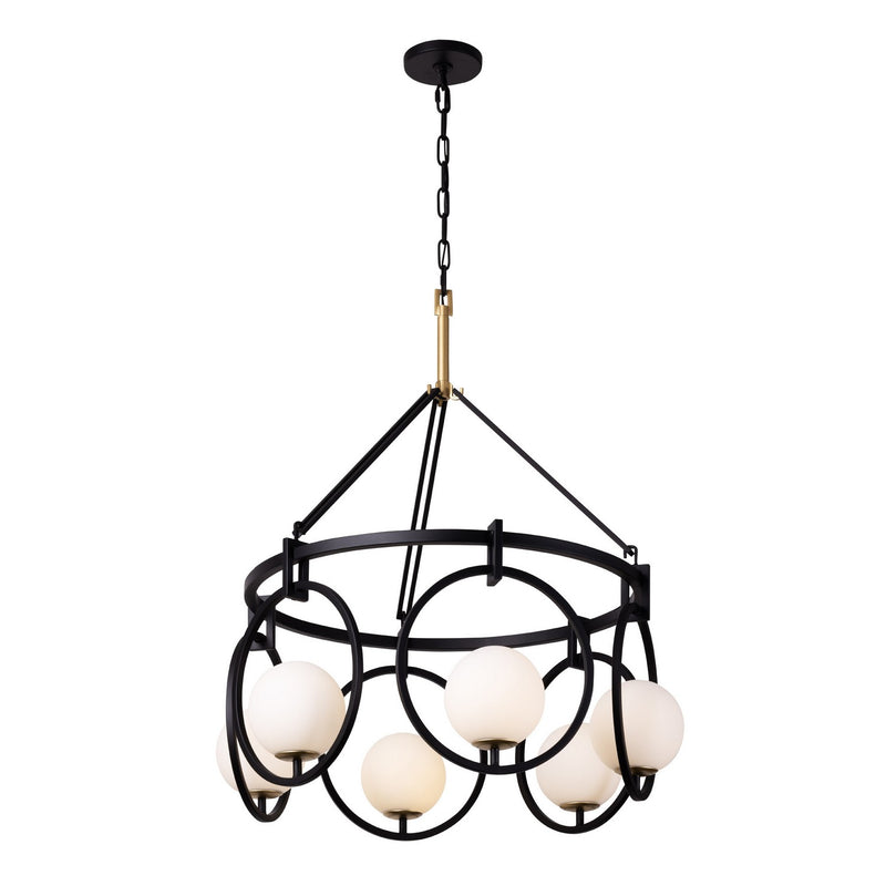 Six Light Pendant<br /><span style="color:#4AB0CE;">Entrega: 4-10 dias en USA</span><br /><span style="color:#4AB0CE;font-size:60%;">PREGUNTE POR ENTREGA EN PANAMA</span><br />Collection: Stopwatch<br />Finish: Matte Black/French Gold