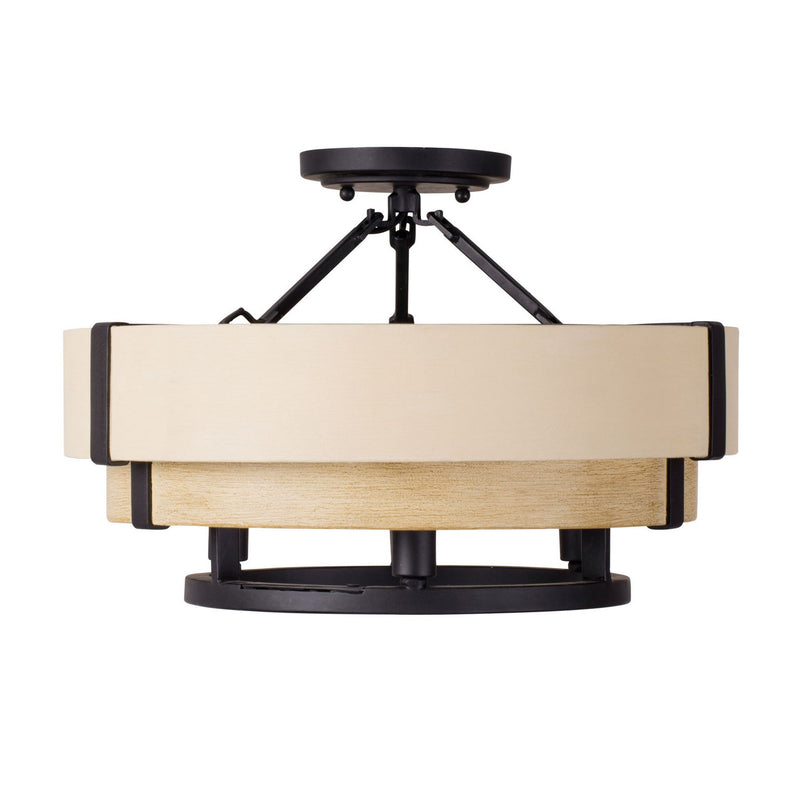 Three Light Semi-Flush Mount<br /><span style="color:#4AB0CE;">Entrega: 4-5 semanas en USA</span><br /><span style="color:#4AB0CE;font-size:60%;">PREGUNTE POR ENTREGA EN PANAMA</span><br />Collection: Blonde Moment<br />Finish: Matte Black/Honey/Medium...