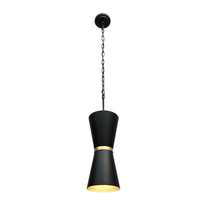 Two Light Pendant<br /><span style="color:#4AB0CE;">Entrega: 4-10 dias en USA</span><br /><span style="color:#4AB0CE;font-size:60%;">PREGUNTE POR ENTREGA EN PANAMA</span><br />Collection: Mad Hatter<br />Finish: Matte Black/French Gold