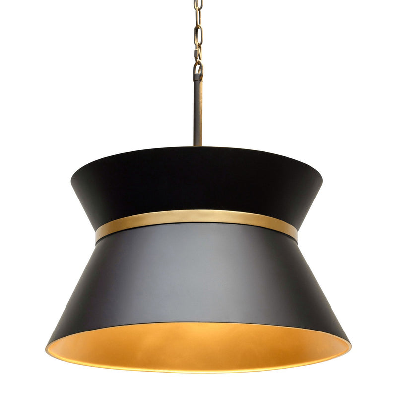 Four Light Pendant<br /><span style="color:#4AB0CE;">Entrega: 8-9 semanas en USA</span><br /><span style="color:#4AB0CE;font-size:60%;">PREGUNTE POR ENTREGA EN PANAMA</span><br />Collection: Mad Hatter<br />Finish: Matte Black/French Gold