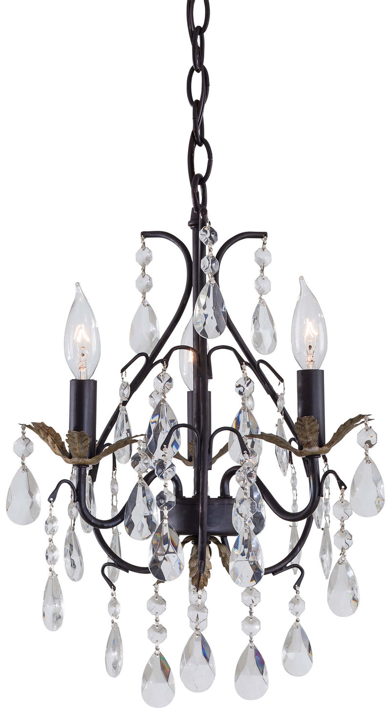 Minka-Lavery - 3122-301 - Three Light Mini Chandelier - Castlewood Walnut w/Silver Highlights