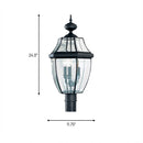 Three Light Outdoor Post Lantern<br /><span style="color:#4AB0CE;">Entrega: 4-10 dias en USA</span><br /><span style="color:#4AB0CE;font-size:60%;">PREGUNTE POR ENTREGA EN PANAMA</span><br />Collection: Lancaster<br />Finish: Black