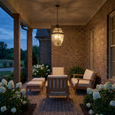 Three Light Outdoor Pendant<br /><span style="color:#4AB0CE;">Entrega: 4-10 dias en USA</span><br /><span style="color:#4AB0CE;font-size:60%;">PREGUNTE POR ENTREGA EN PANAMA</span><br />Collection: Lancaster<br />Finish: Antique Bronze