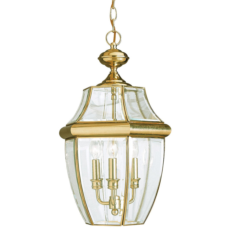 Generation Lighting - 6039-02 - Three Light Outdoor Pendant - Lancaster - Polished Brass