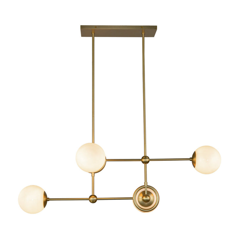 Four Light Chandelier<br /><span style="color:#4AB0CE;">Entrega: 4-10 dias en USA</span><br /><span style="color:#4AB0CE;font-size:60%;">PREGUNTE POR ENTREGA EN PANAMA</span><br />Collection: Fiore<br />Finish: Brushed Gold/Glossy Opal Glass