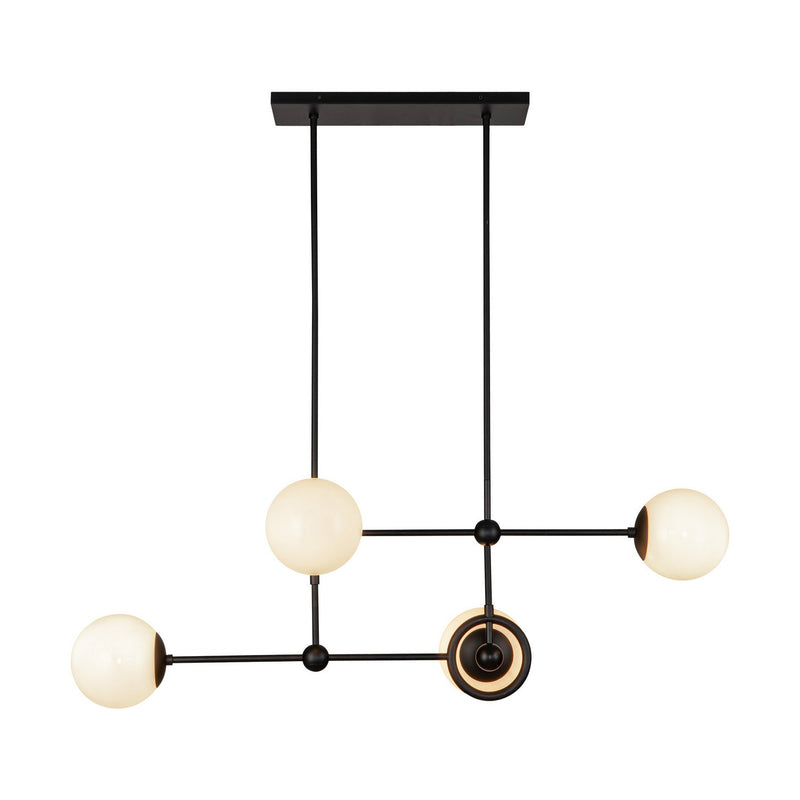 Four Light Chandelier<br /><span style="color:#4AB0CE;">Entrega: 4-10 dias en USA</span><br /><span style="color:#4AB0CE;font-size:60%;">PREGUNTE POR ENTREGA EN PANAMA</span><br />Collection: Fiore<br />Finish: Matte Black/Glossy Opal Glass