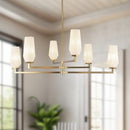 Alora - CH424135BGOP - Six Light Chandelier - Krysta - Brushed Gold/Opal Glass