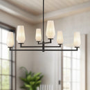 Alora - CH424135MBOP - Six Light Chandelier - Krysta - Matte Black/Opal Glass