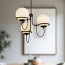 Alora - CH458323MBOP - Three Light Chandelier - Alba - Matte Black/Opal Glass