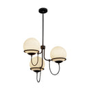 Three Light Chandelier<br /><span style="color:#4AB0CE;">Entrega: 4-10 dias en USA</span><br /><span style="color:#4AB0CE;font-size:60%;">PREGUNTE POR ENTREGA EN PANAMA</span><br />Collection: Alba<br />Finish: Matte Black/Opal Glass