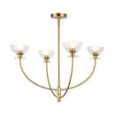 Four Light Chandelier<br /><span style="color:#4AB0CE;">Entrega: 4-10 dias en USA</span><br /><span style="color:#4AB0CE;font-size:60%;">PREGUNTE POR ENTREGA EN PANAMA</span><br />Collection: Sylvia<br />Finish: Brushed Gold/Clear Glass