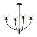 Four Light Chandelier<br /><span style="color:#4AB0CE;">Entrega: 4-10 dias en USA</span><br /><span style="color:#4AB0CE;font-size:60%;">PREGUNTE POR ENTREGA EN PANAMA</span><br />Collection: Sylvia<br />Finish: Matte Black/Clear Glass