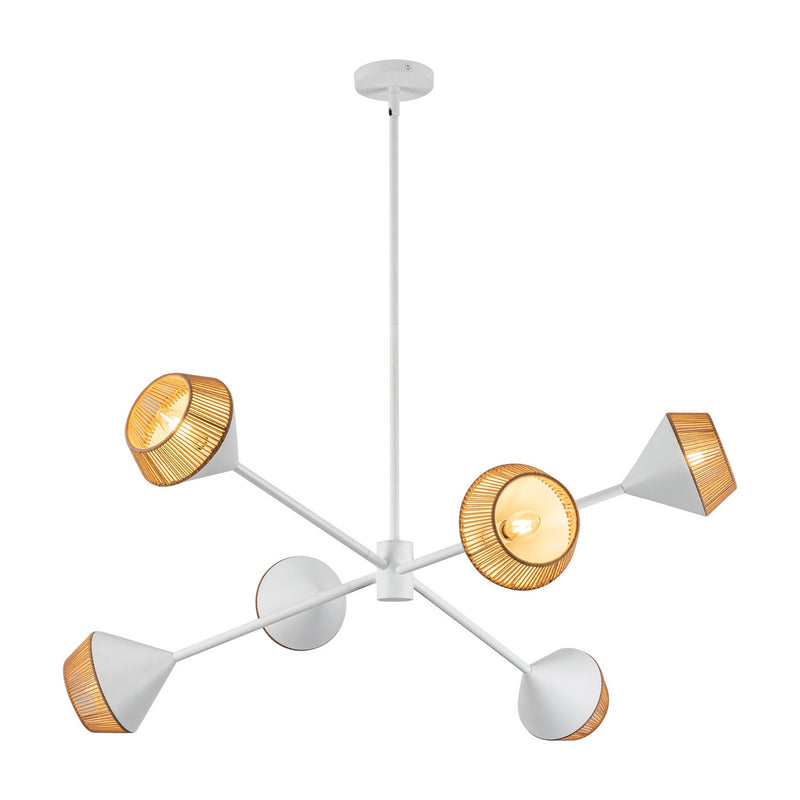 Six Light Chandelier<br /><span style="color:#4AB0CE;">Entrega: 4-10 dias en USA</span><br /><span style="color:#4AB0CE;font-size:60%;">PREGUNTE POR ENTREGA EN PANAMA</span><br />Collection: Daphne<br />Finish: White/Brown Cotton Rope