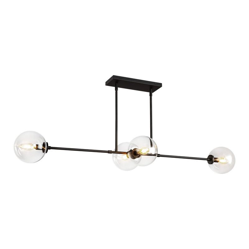 Four Light Linear Pendant<br /><span style="color:#4AB0CE;">Entrega: 1-2 semanas en USA</span><br /><span style="color:#4AB0CE;font-size:60%;">PREGUNTE POR ENTREGA EN PANAMA</span><br />Collection: Cassia<br />Finish: Matte Black/Clear Glass