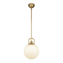One Light Pendant<br /><span style="color:#4AB0CE;">Entrega: 4-10 dias en USA</span><br /><span style="color:#4AB0CE;font-size:60%;">PREGUNTE POR ENTREGA EN PANAMA</span><br />Collection: Fiore<br />Finish: Brushed Gold/Glossy Opal Glass