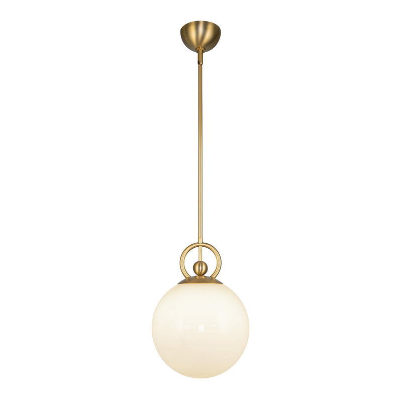 One Light Pendant<br /><span style="color:#4AB0CE;">Entrega: 4-10 dias en USA</span><br /><span style="color:#4AB0CE;font-size:60%;">PREGUNTE POR ENTREGA EN PANAMA</span><br />Collection: Fiore<br />Finish: Brushed Gold/Glossy Opal Glass