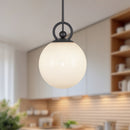 Alora - PD407910MBGO - One Light Pendant - Fiore - Matte Black/Glossy Opal Glass