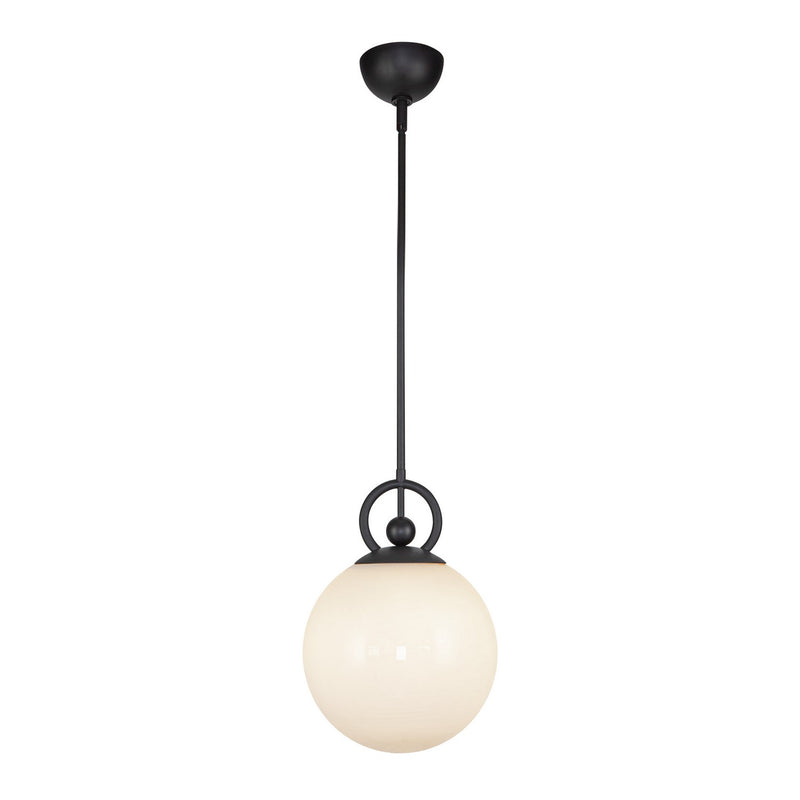 One Light Pendant<br /><span style="color:#4AB0CE;">Entrega: 4-10 dias en USA</span><br /><span style="color:#4AB0CE;font-size:60%;">PREGUNTE POR ENTREGA EN PANAMA</span><br />Collection: Fiore<br />Finish: Matte Black/Glossy Opal Glass