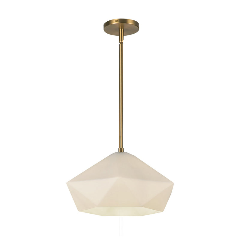 One Light Pendant<br /><span style="color:#4AB0CE;">Entrega: 4-10 dias en USA</span><br /><span style="color:#4AB0CE;font-size:60%;">PREGUNTE POR ENTREGA EN PANAMA</span><br />Collection: Krysta<br />Finish: Brushed Gold/Opal Glass