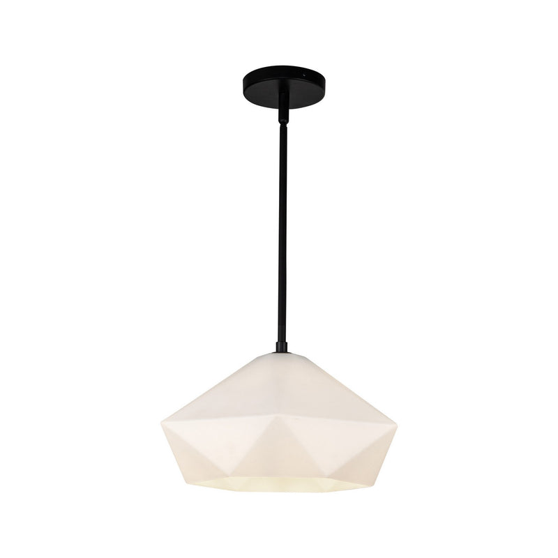 One Light Pendant<br /><span style="color:#4AB0CE;">Entrega: 4-10 dias en USA</span><br /><span style="color:#4AB0CE;font-size:60%;">PREGUNTE POR ENTREGA EN PANAMA</span><br />Collection: Krysta<br />Finish: Matte Black/Opal Glass
