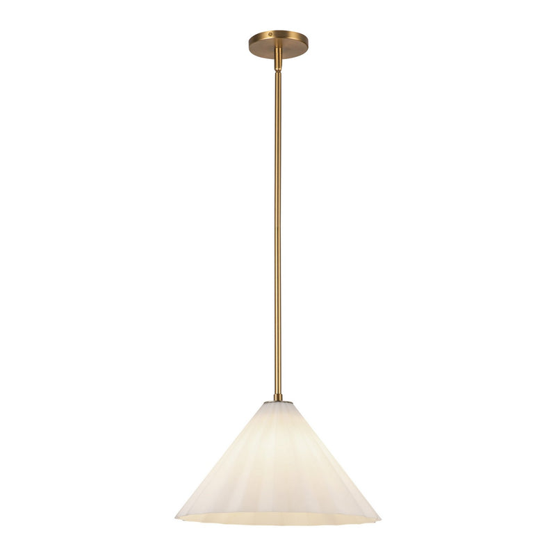 One Light Pendant<br /><span style="color:#4AB0CE;">Entrega: 4-10 dias en USA</span><br /><span style="color:#4AB0CE;font-size:60%;">PREGUNTE POR ENTREGA EN PANAMA</span><br />Collection: Serena<br />Finish: Aged Gold/Opal Glass