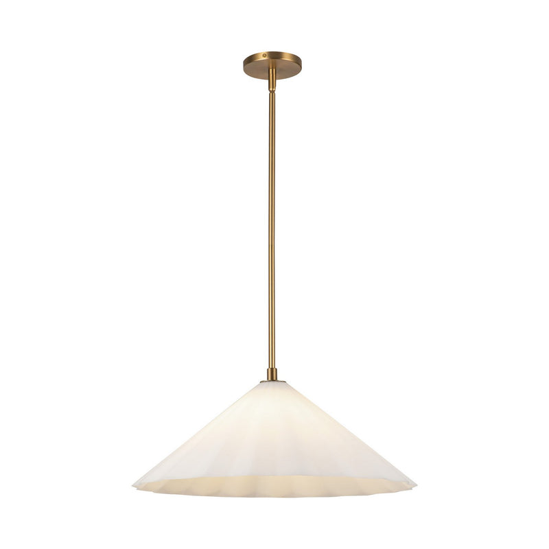 One Light Pendant<br /><span style="color:#4AB0CE;">Entrega: 4-10 dias en USA</span><br /><span style="color:#4AB0CE;font-size:60%;">PREGUNTE POR ENTREGA EN PANAMA</span><br />Collection: Serena<br />Finish: Aged Gold/Opal Glass