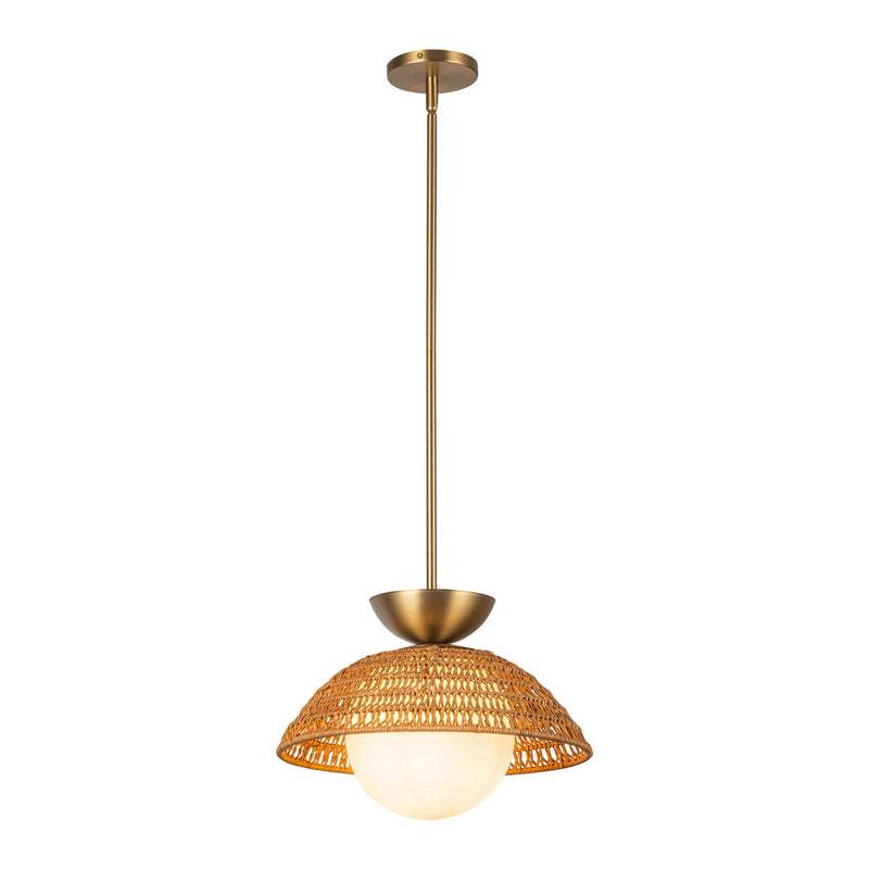 One Light Pendant<br /><span style="color:#4AB0CE;">Entrega: 4-10 dias en USA</span><br /><span style="color:#4AB0CE;font-size:60%;">PREGUNTE POR ENTREGA EN PANAMA</span><br />Collection: Perth<br />Finish: Brushed Gold/Opal Glass