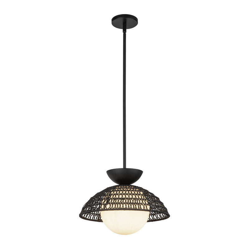 One Light Pendant<br /><span style="color:#4AB0CE;">Entrega: 4-10 dias en USA</span><br /><span style="color:#4AB0CE;font-size:60%;">PREGUNTE POR ENTREGA EN PANAMA</span><br />Collection: Perth<br />Finish: Matte Black/Opal Glass