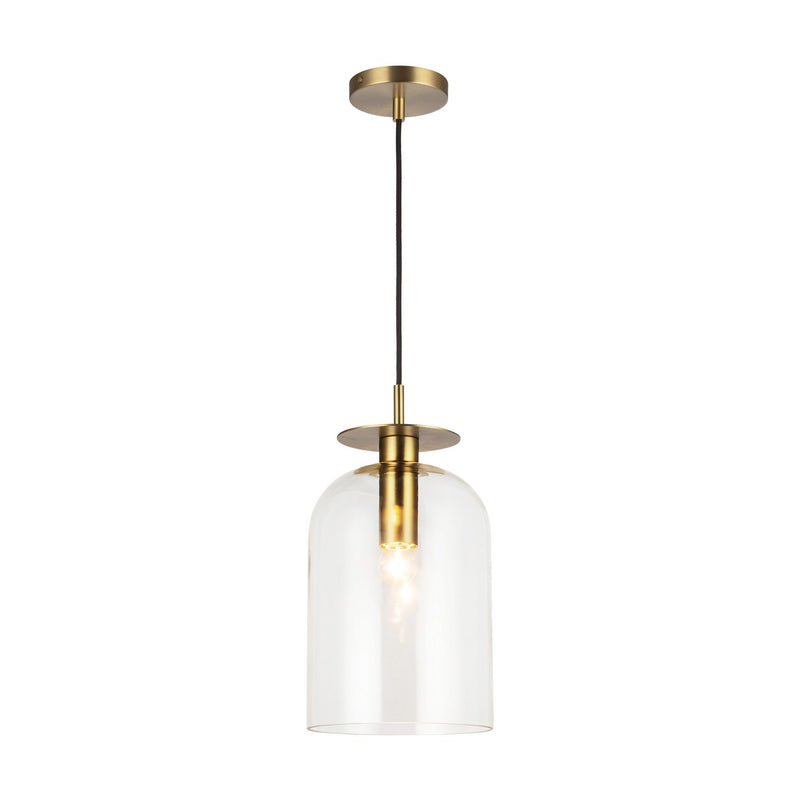 One Light Pendant<br /><span style="color:#4AB0CE;">Entrega: 4-10 dias en USA</span><br /><span style="color:#4AB0CE;font-size:60%;">PREGUNTE POR ENTREGA EN PANAMA</span><br />Collection: Sylvia<br />Finish: Brushed Gold/Clear Glass