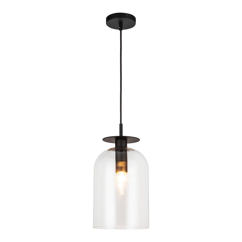One Light Pendant<br /><span style="color:#4AB0CE;">Entrega: 4-10 dias en USA</span><br /><span style="color:#4AB0CE;font-size:60%;">PREGUNTE POR ENTREGA EN PANAMA</span><br />Collection: Sylvia<br />Finish: Matte Black/Clear Glass
