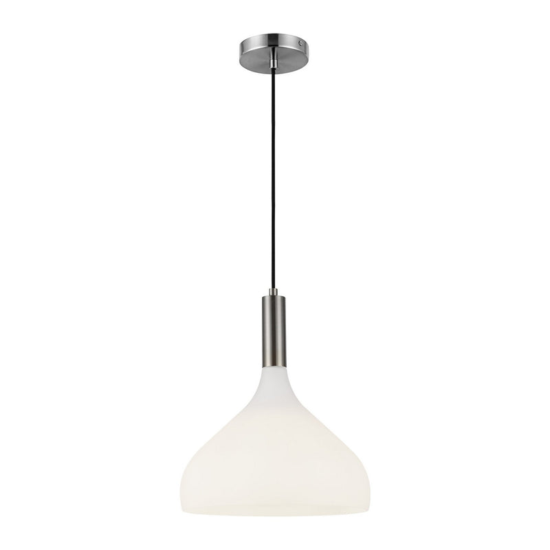 One Light Pendant<br /><span style="color:#4AB0CE;">Entrega: 4-10 dias en USA</span><br /><span style="color:#4AB0CE;font-size:60%;">PREGUNTE POR ENTREGA EN PANAMA</span><br />Collection: Belleview<br />Finish: Brushed Nickel/Opal Glass