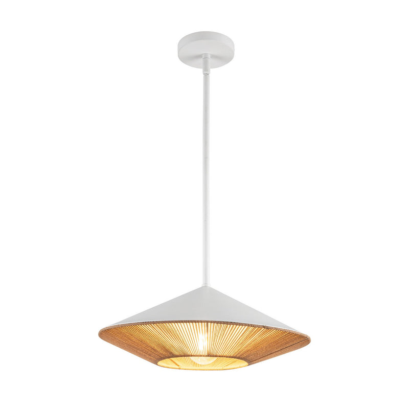 One Light Pendant<br /><span style="color:#4AB0CE;">Entrega: 4-10 dias en USA</span><br /><span style="color:#4AB0CE;font-size:60%;">PREGUNTE POR ENTREGA EN PANAMA</span><br />Collection: Daphne<br />Finish: White/Brown Cotton Rope