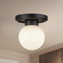 Alora - SF407306MBGO - One Light Semi-Flush Mount - Fiore - Matte Black/Glossy Opal Glass