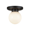 One Light Semi-Flush Mount<br /><span style="color:#4AB0CE;">Entrega: 4-10 dias en USA</span><br /><span style="color:#4AB0CE;font-size:60%;">PREGUNTE POR ENTREGA EN PANAMA</span><br />Collection: Fiore<br />Finish: Matte Black/Glossy Opal Glass