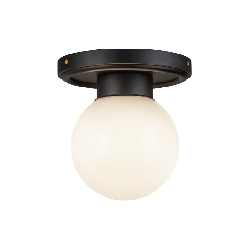 One Light Semi-Flush Mount<br /><span style="color:#4AB0CE;">Entrega: 4-10 dias en USA</span><br /><span style="color:#4AB0CE;font-size:60%;">PREGUNTE POR ENTREGA EN PANAMA</span><br />Collection: Fiore<br />Finish: Matte Black/Glossy Opal Glass