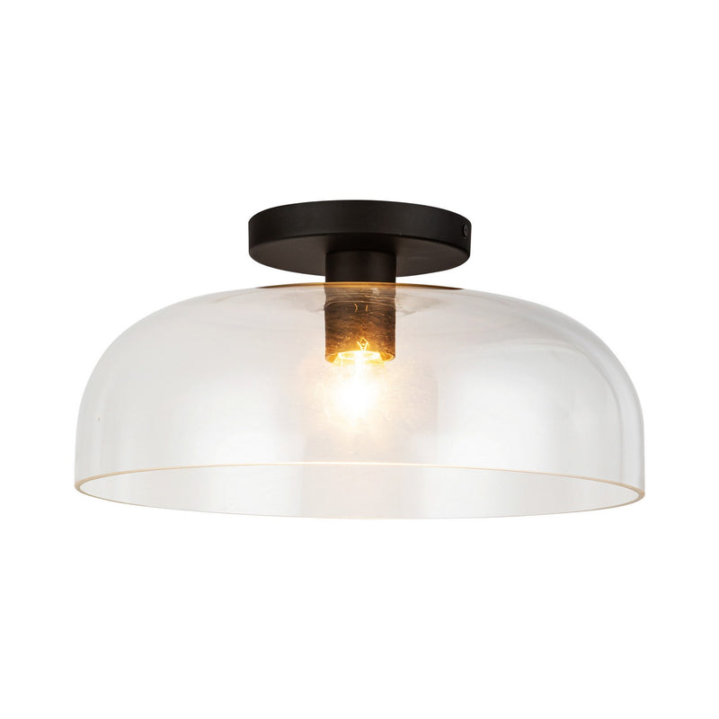 One Light Semi-Flush Mount<br /><span style="color:#4AB0CE;">Entrega: 4-10 dias en USA</span><br /><span style="color:#4AB0CE;font-size:60%;">PREGUNTE POR ENTREGA EN PANAMA</span><br />Collection: Sylvia<br />Finish: Matte Black/Clear Glass