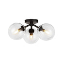 Three Light Semi-Flush Mount<br /><span style="color:#4AB0CE;">Entrega: 4-10 dias en USA</span><br /><span style="color:#4AB0CE;font-size:60%;">PREGUNTE POR ENTREGA EN PANAMA</span><br />Collection: Cassia<br />Finish: Matte Black/Clear Glass