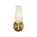 One Light Wall Vanity<br /><span style="color:#4AB0CE;">Entrega: 4-10 dias en USA</span><br /><span style="color:#4AB0CE;font-size:60%;">PREGUNTE POR ENTREGA EN PANAMA</span><br />Collection: Krysta<br />Finish: Brushed Gold/Opal Glass