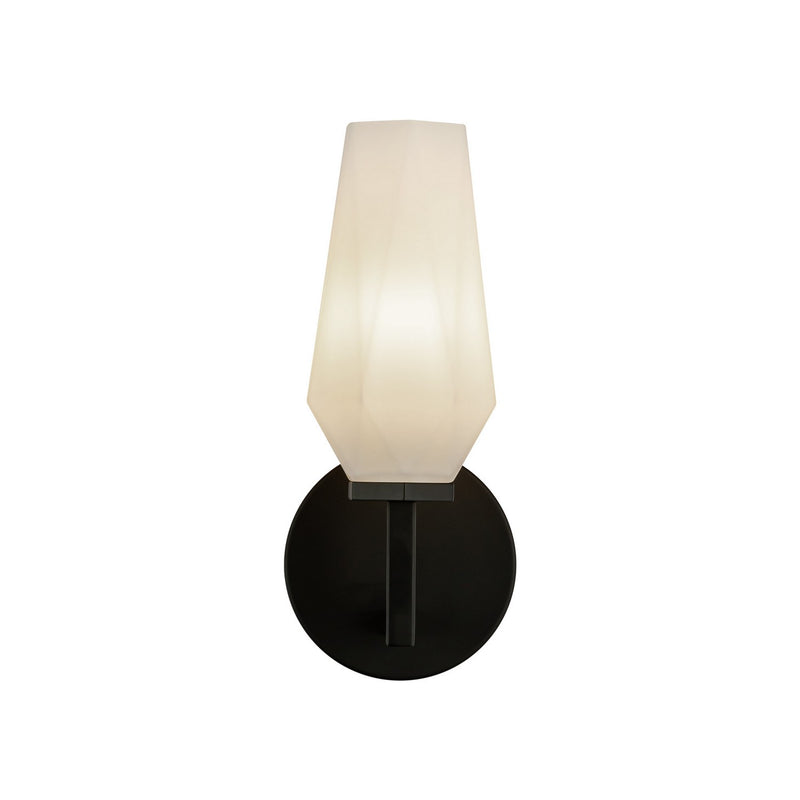 One Light Wall Vanity<br /><span style="color:#4AB0CE;">Entrega: 4-10 dias en USA</span><br /><span style="color:#4AB0CE;font-size:60%;">PREGUNTE POR ENTREGA EN PANAMA</span><br />Collection: Krysta<br />Finish: Matte Black/Opal Glass