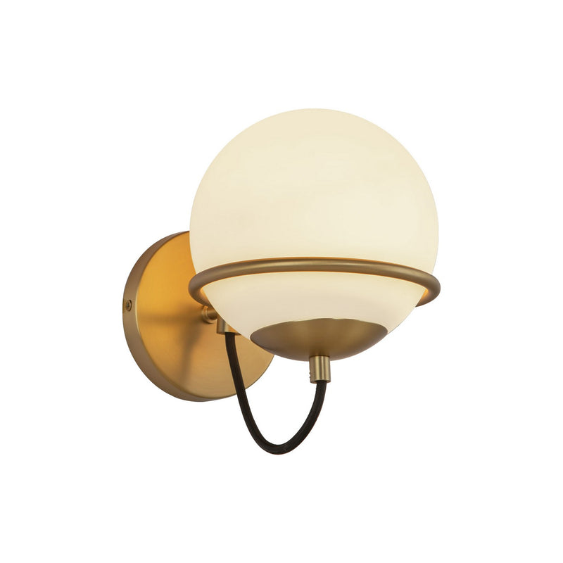 One Light Wall Vanity<br /><span style="color:#4AB0CE;">Entrega: 4-10 dias en USA</span><br /><span style="color:#4AB0CE;font-size:60%;">PREGUNTE POR ENTREGA EN PANAMA</span><br />Collection: Alba<br />Finish: Aged Gold/Opal Glass